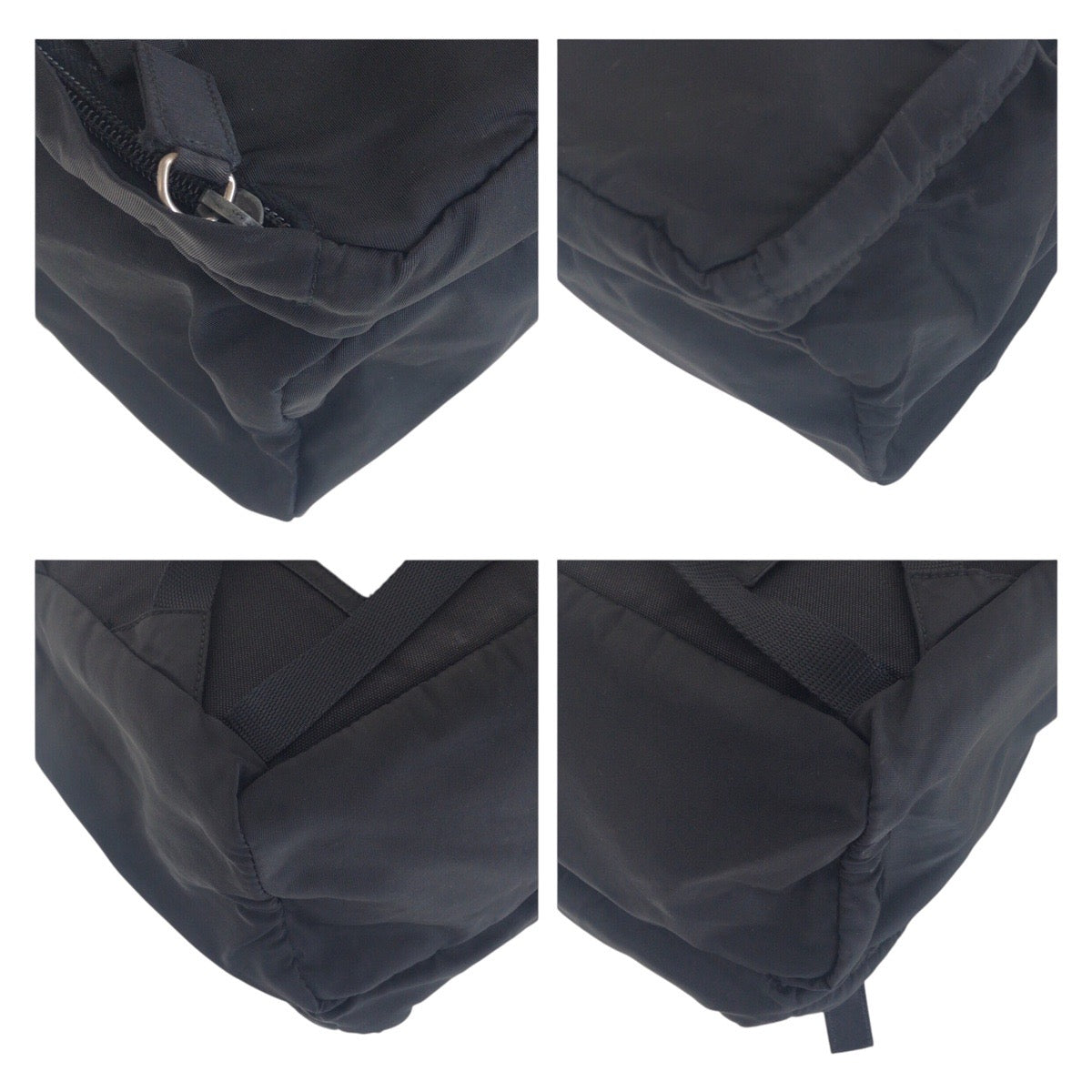 PRADA Backpack Nylon Black SilverMetal Backpack Test Triangle With logo Women Used Authentic