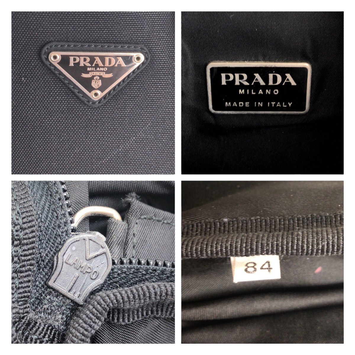 PRADA Backpack Nylon Black SilverMetal Backpack Test Triangle With logo Women Used Authentic