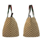 GUCCI Tote Bag 131231 GG canvas, leather Beige brown Tote Bag Shoulder Bag Sherry line Women Used Authentic