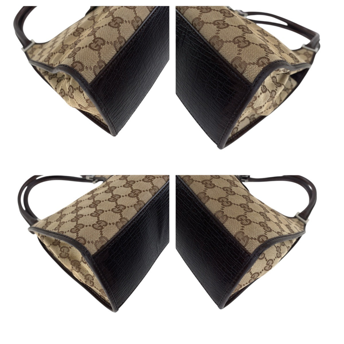 GUCCI Shoulder Bag 01719 GG canvas, leather Brown Silver Metal Jackie Women Used Authentic