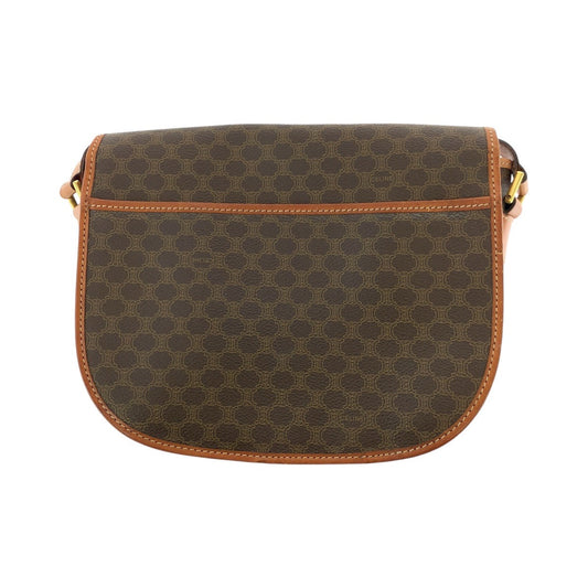 CELINE Shoulder Bag PVC, Leather Brown Gold Metal Shoulder Bag pochette Macadam Women Used Authentic