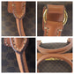 CELINE Shoulder Bag PVC Brown Gold Metal Crossbody Shoulder Bag Handbag 2WAY Macadam Women Used Authentic