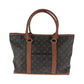 LOUIS VUITTON Tote Bag M42425 PVC Brown Gold Metal Tote Bag Shoulder Bag Monogram Weekend PM Women Used Authentic