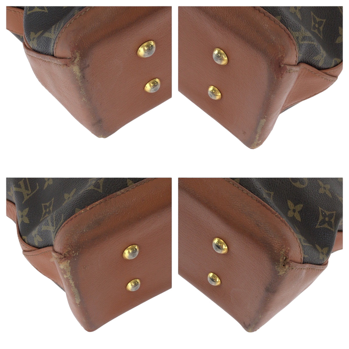 LOUIS VUITTON Tote Bag M42425 PVC Brown Gold Metal Tote Bag Shoulder Bag Monogram Weekend PM Women Used Authentic