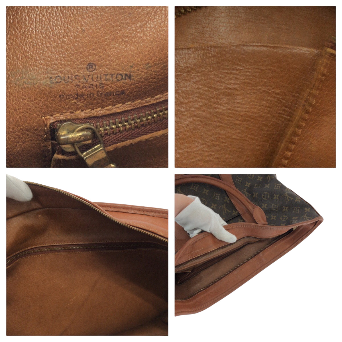 LOUIS VUITTON Tote Bag M42425 PVC Brown Gold Metal Tote Bag Shoulder Bag Monogram Weekend PM Women Used Authentic