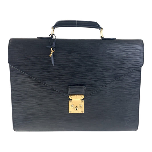 LOUIS VUITTON Business bag M54422 Epi Leather Noir Black Gold Metal Business bag briefcase Epi Serving Assistant mens Used Authentic