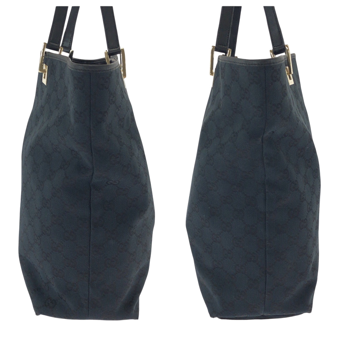 GUCCI Tote Bag 002 1098 GG canvas Black SilverMetal Tote Bag Shoulder Bag Women Used Authentic