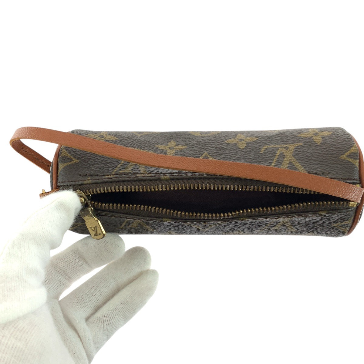 LOUIS VUITTON Handbag M51385 PVC, Leather Brown Gold Metal Handbag accessory pouch Monogram Papillon pouch only Women Used Authentic