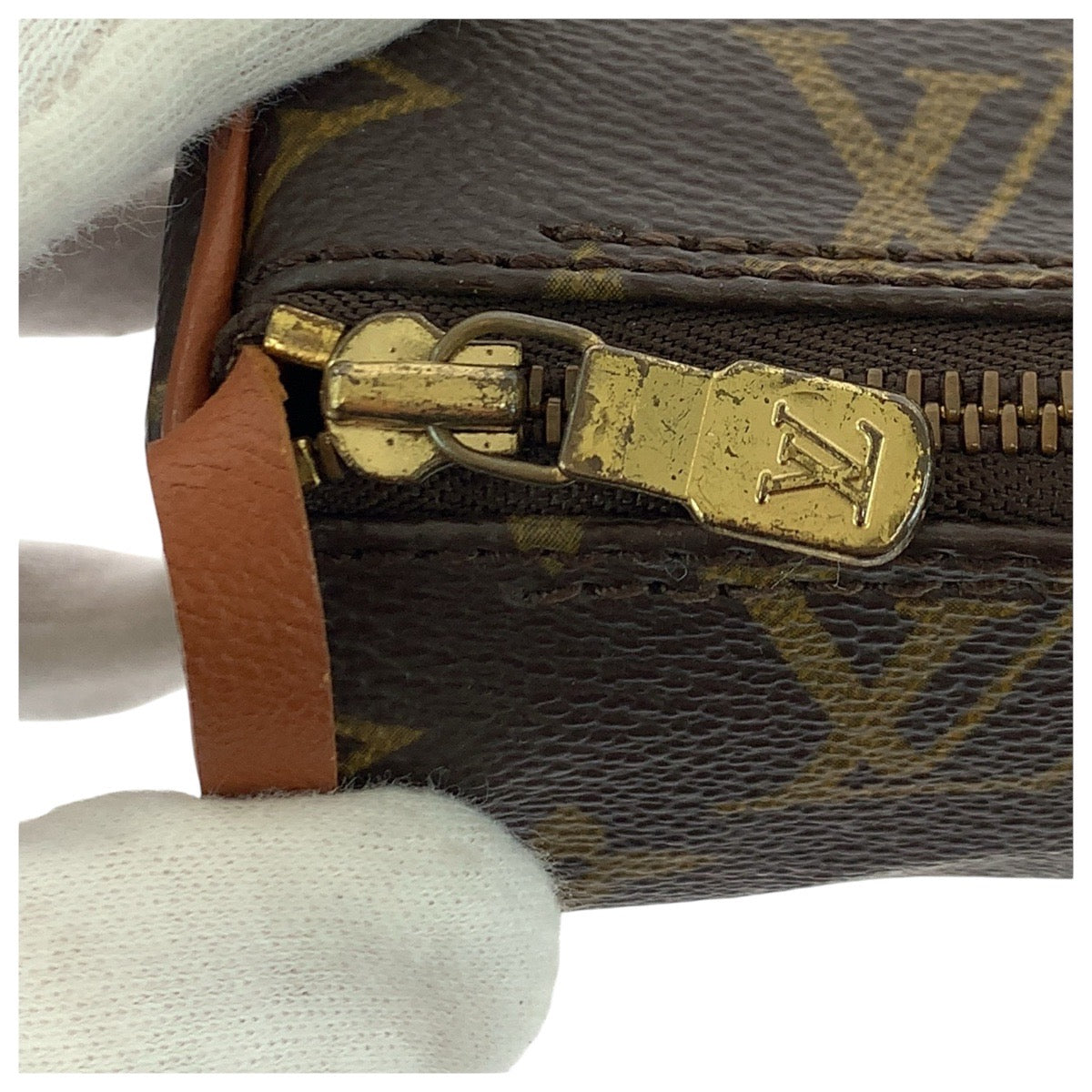 LOUIS VUITTON Handbag M51385 PVC, Leather Brown Gold Metal Handbag accessory pouch Monogram Papillon pouch only Women Used Authentic