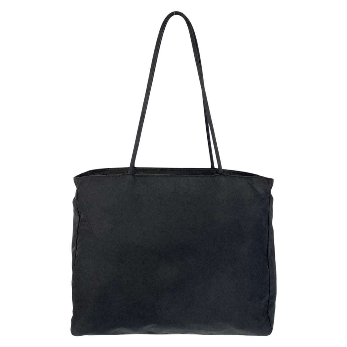 PRADA Tote Bag Nylon Black SilverMetal Tote Bag Shoulder Bag Test Triangle With logo Women Used Authentic