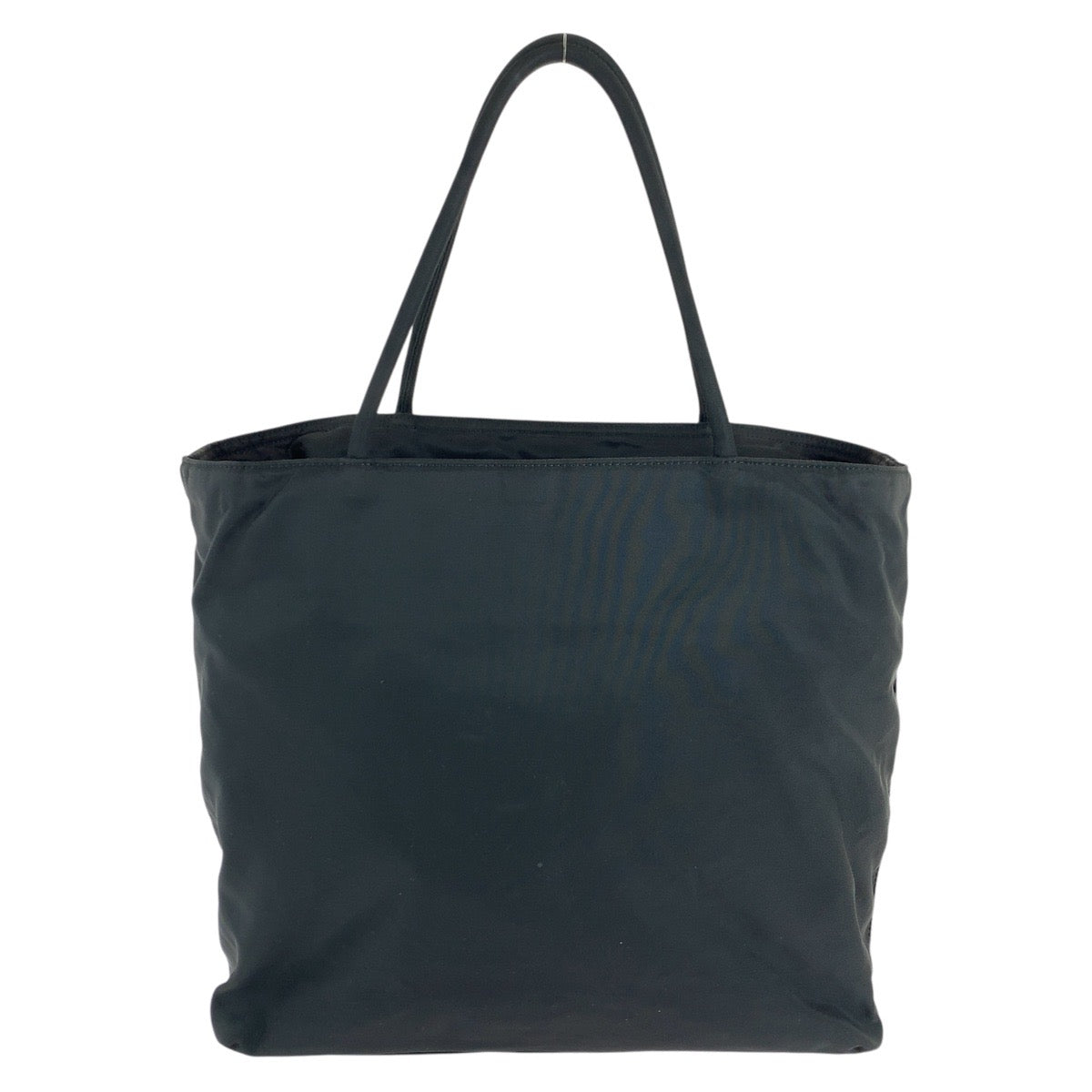 PRADA Tote Bag Nylon Black SilverMetal Tote Bag Shoulder Bag Test Triangle With logo Women Used Authentic