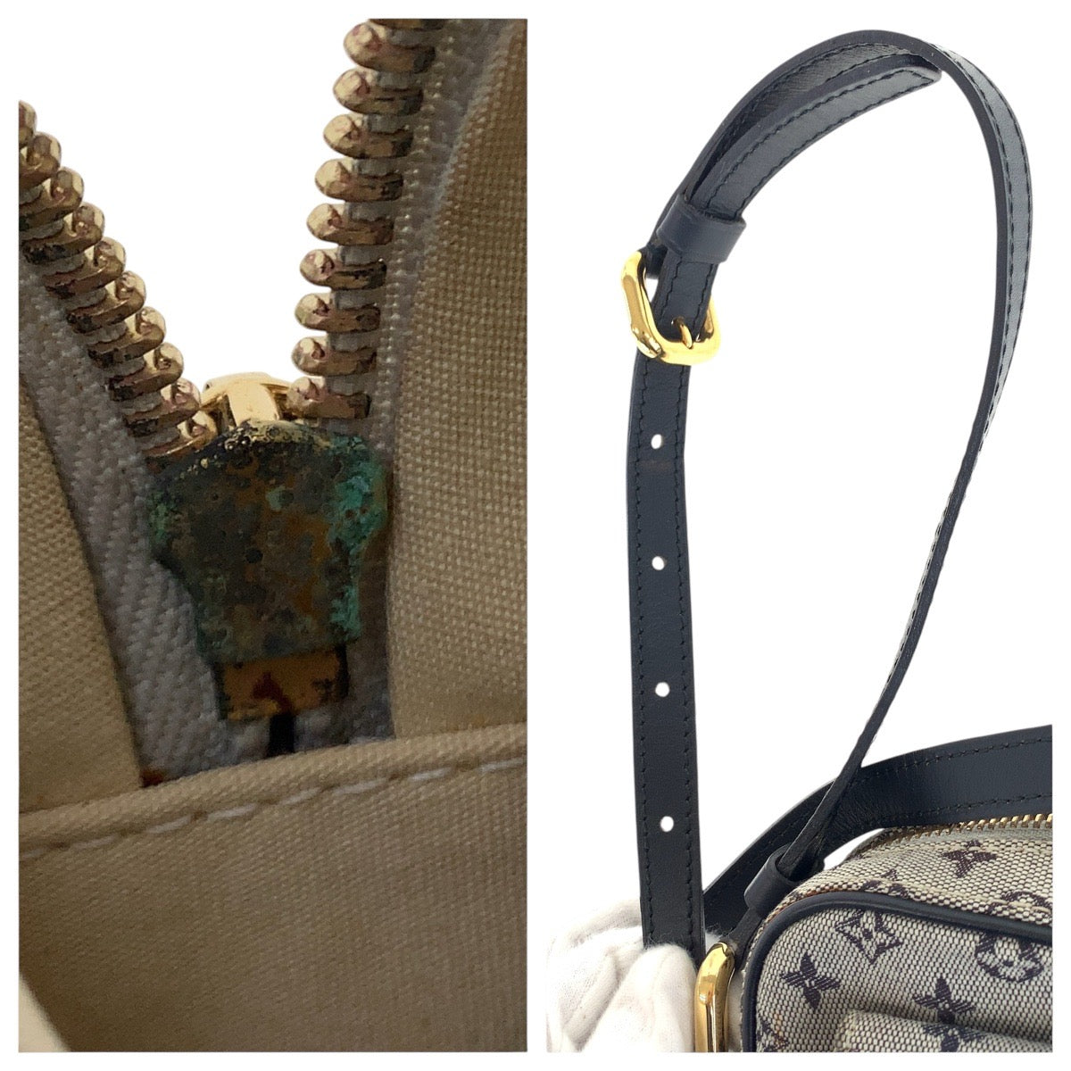 LOUIS VUITTON Shoulder Bag M92217 Canvas, Leather Grey Black Gold Metal Shoulder Bag pochette Monogram mini Juliet Women Used Authentic