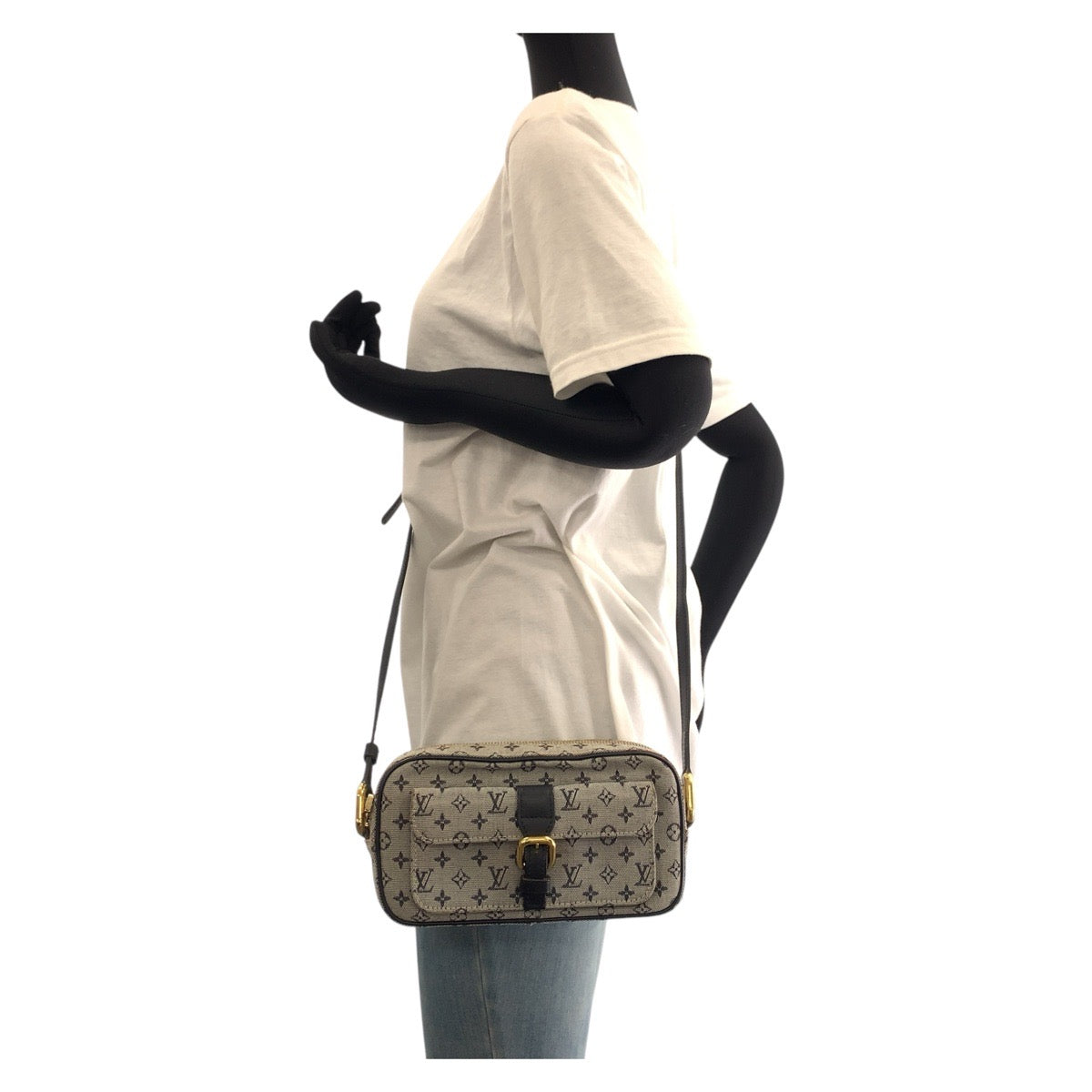 LOUIS VUITTON Shoulder Bag M92217 Canvas, Leather Grey Black Gold Metal Shoulder Bag pochette Monogram mini Juliet Women Used Authentic