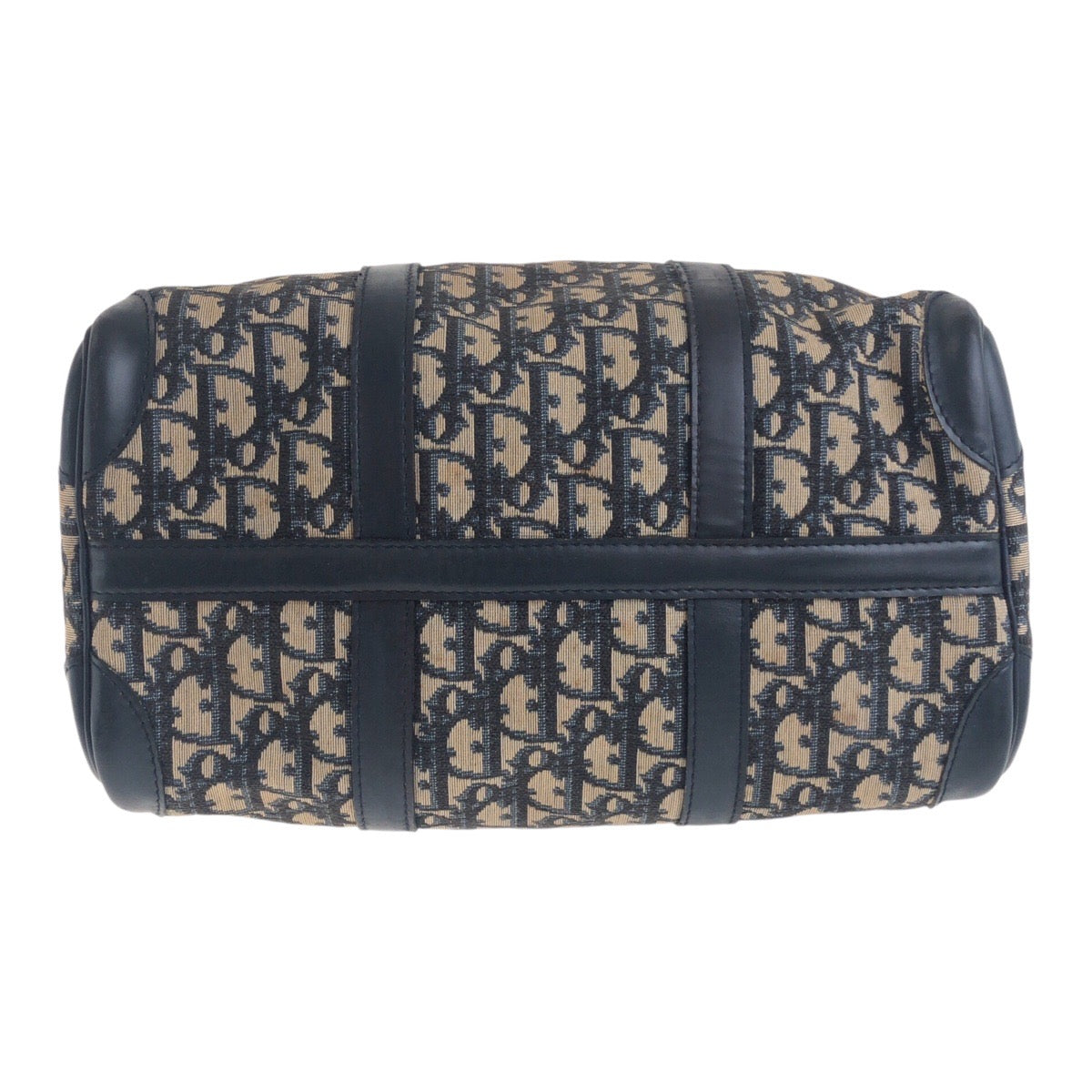 Dior Handbag Canvas, Leather Navy Gold Metal Handbag Boston Duffel bag Trotter Women Used Authentic