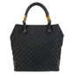 GUCCI Tote Bag 112530 GG canvas, leather Black black Tote Bag Shoulder Bag Bamboo Women Used Authentic