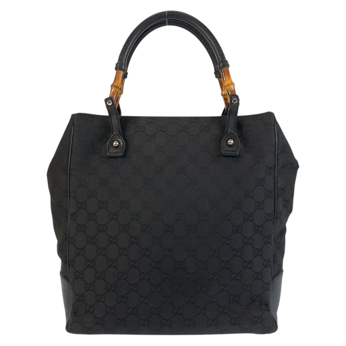 GUCCI Tote Bag 112530 GG canvas, leather Black black Tote Bag Shoulder Bag Bamboo Women Used Authentic