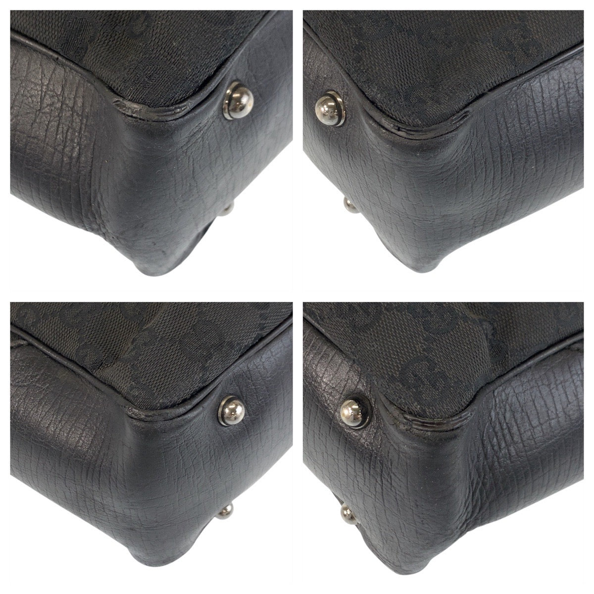 GUCCI Tote Bag 112530 GG canvas, leather Black black Tote Bag Shoulder Bag Bamboo Women Used Authentic