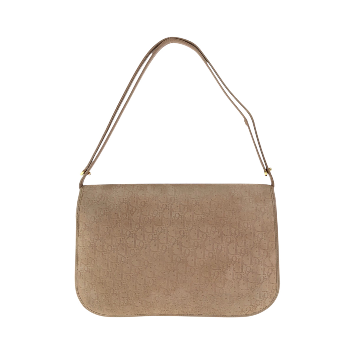 Dior Shoulder Bag Suede Beige Gold Metal Trotter