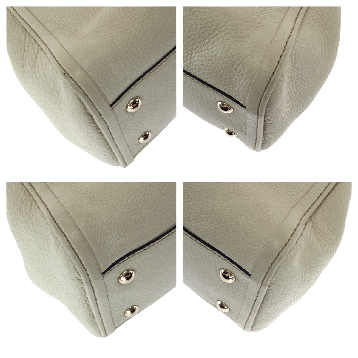 GUCCI Shoulder Bag 386751 leather Ivory Gold Metal Shoulder Bag Handbag 2way Soho Interlocking fringe Women Used Authentic