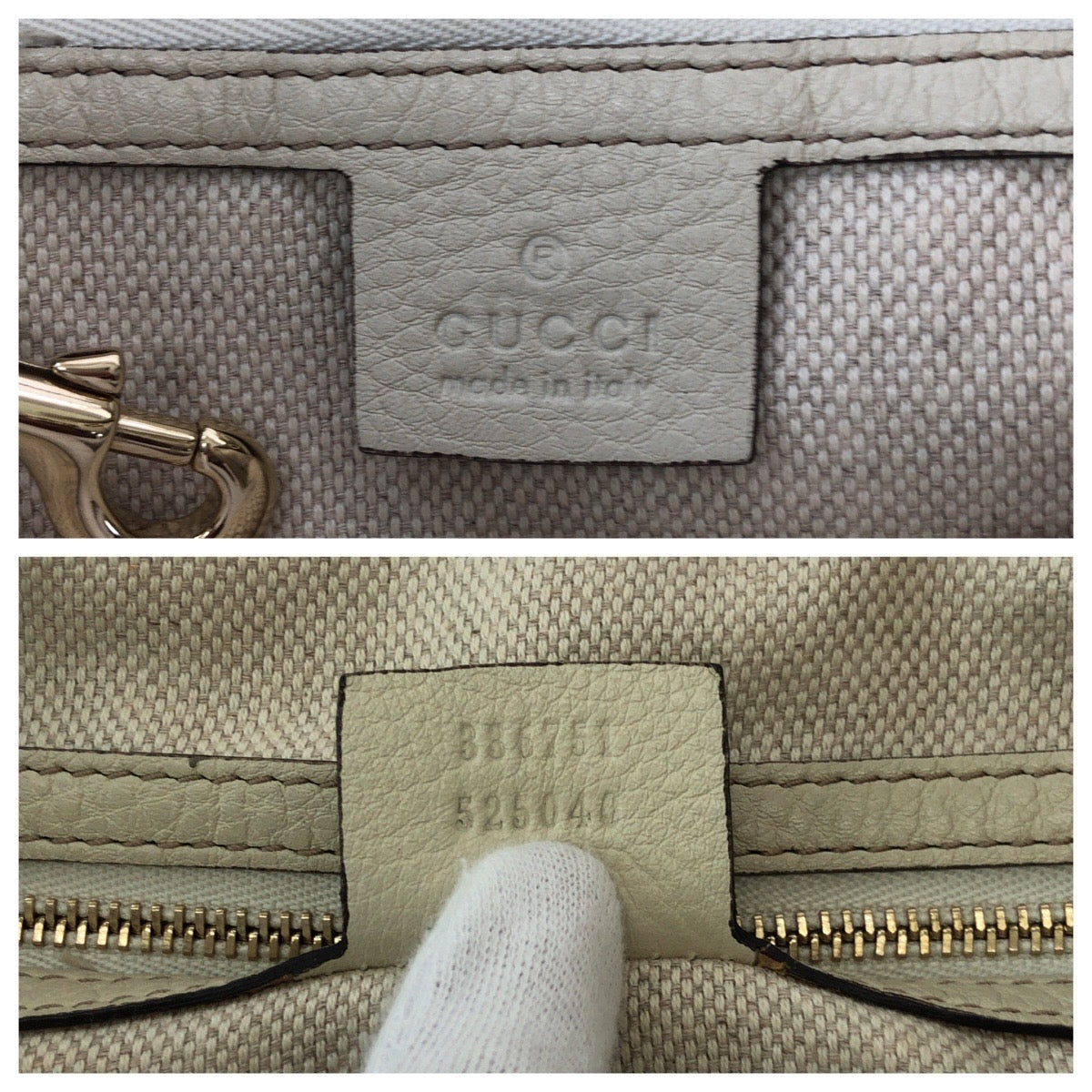 GUCCI Shoulder Bag 386751 leather Ivory Gold Metal Shoulder Bag Handbag 2way Soho Interlocking fringe Women Used Authentic