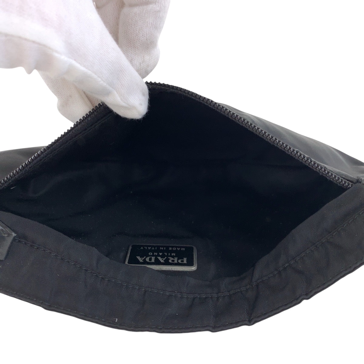 PRADA Shoulder Bag Nylon Black SilverMetal Test Triangle With logo