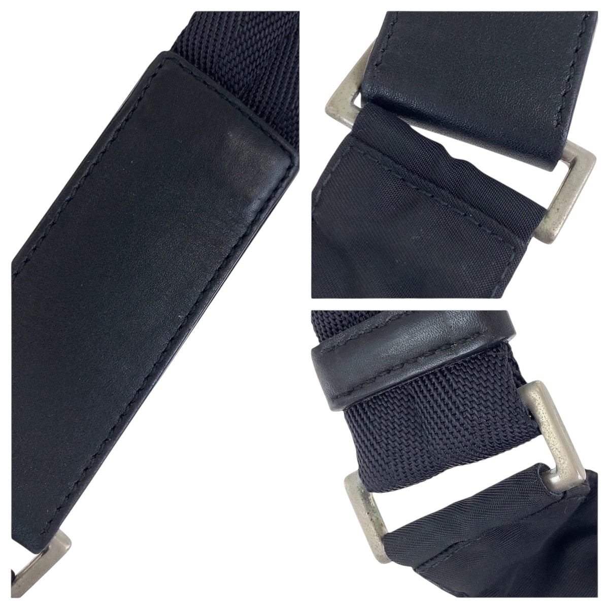 PRADA Shoulder Bag Nylon Black SilverMetal Test Triangle With logo