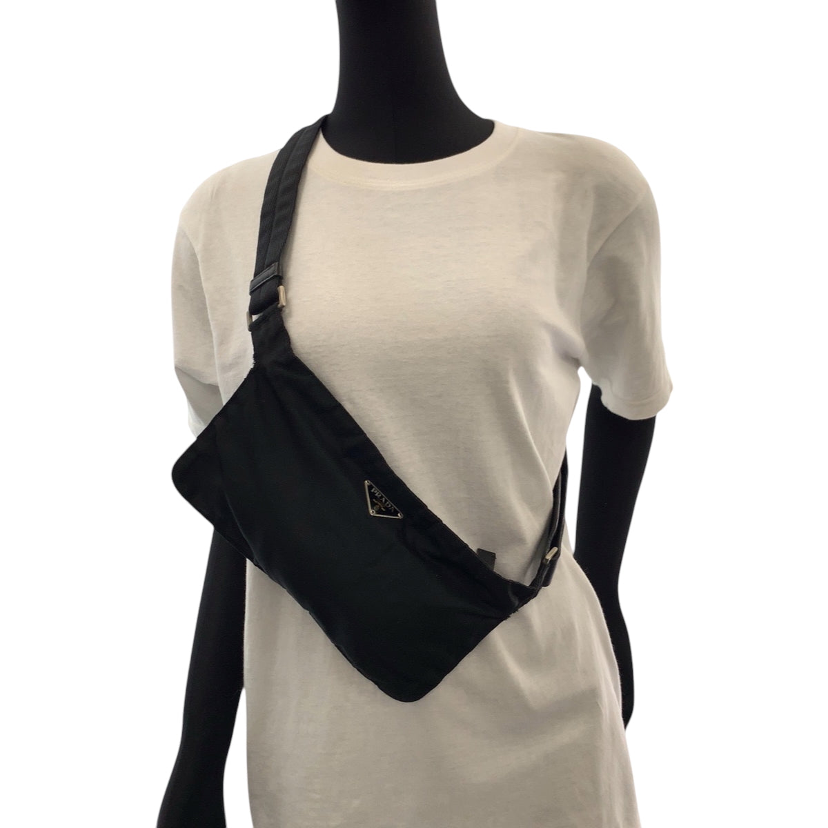 PRADA Shoulder Bag Nylon Black SilverMetal Test Triangle With logo