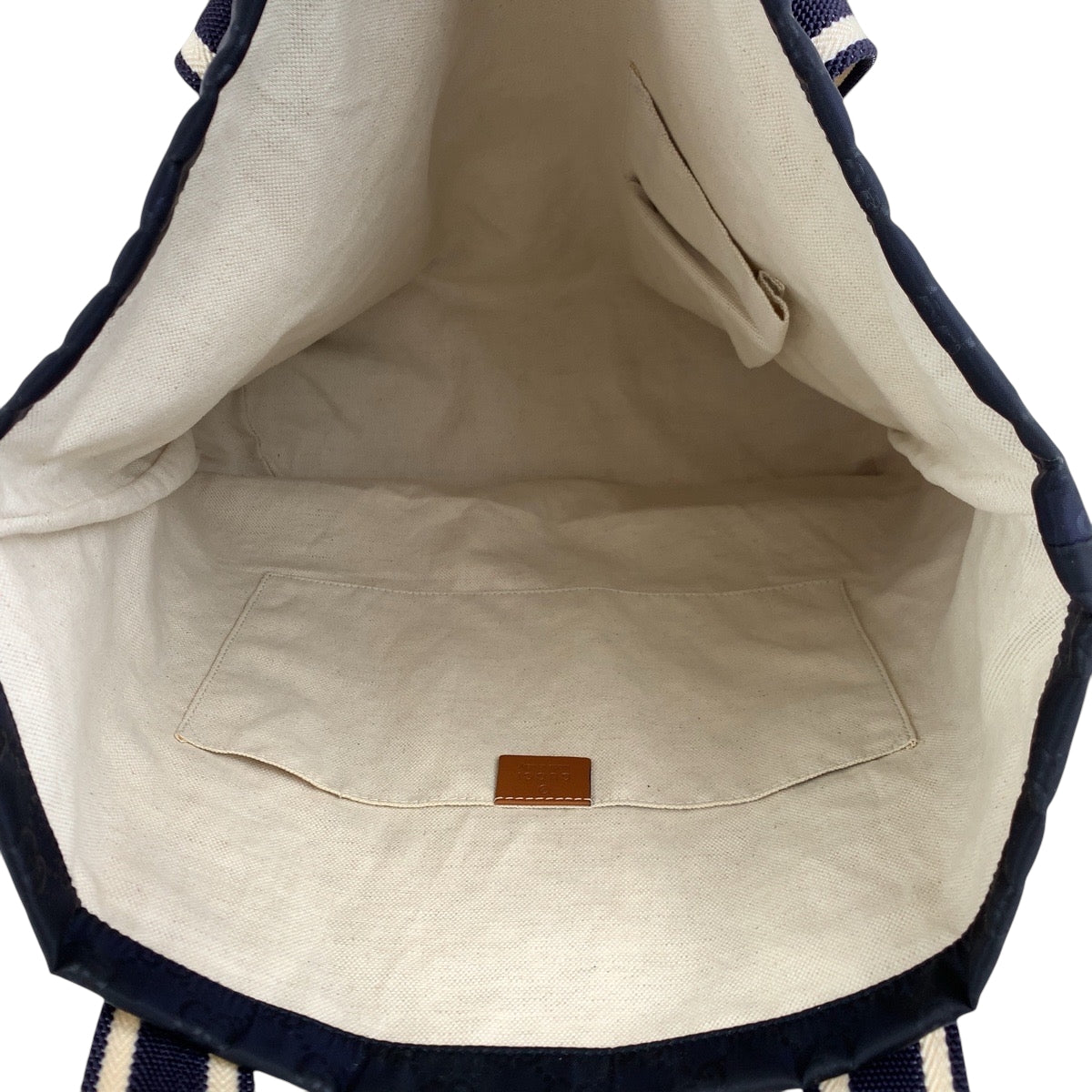 GUCCI Tote Bag 189669 Nylon Navy white brown Tote Bag handbag GG pattern Guccisima mens(Unisex) Used Authentic