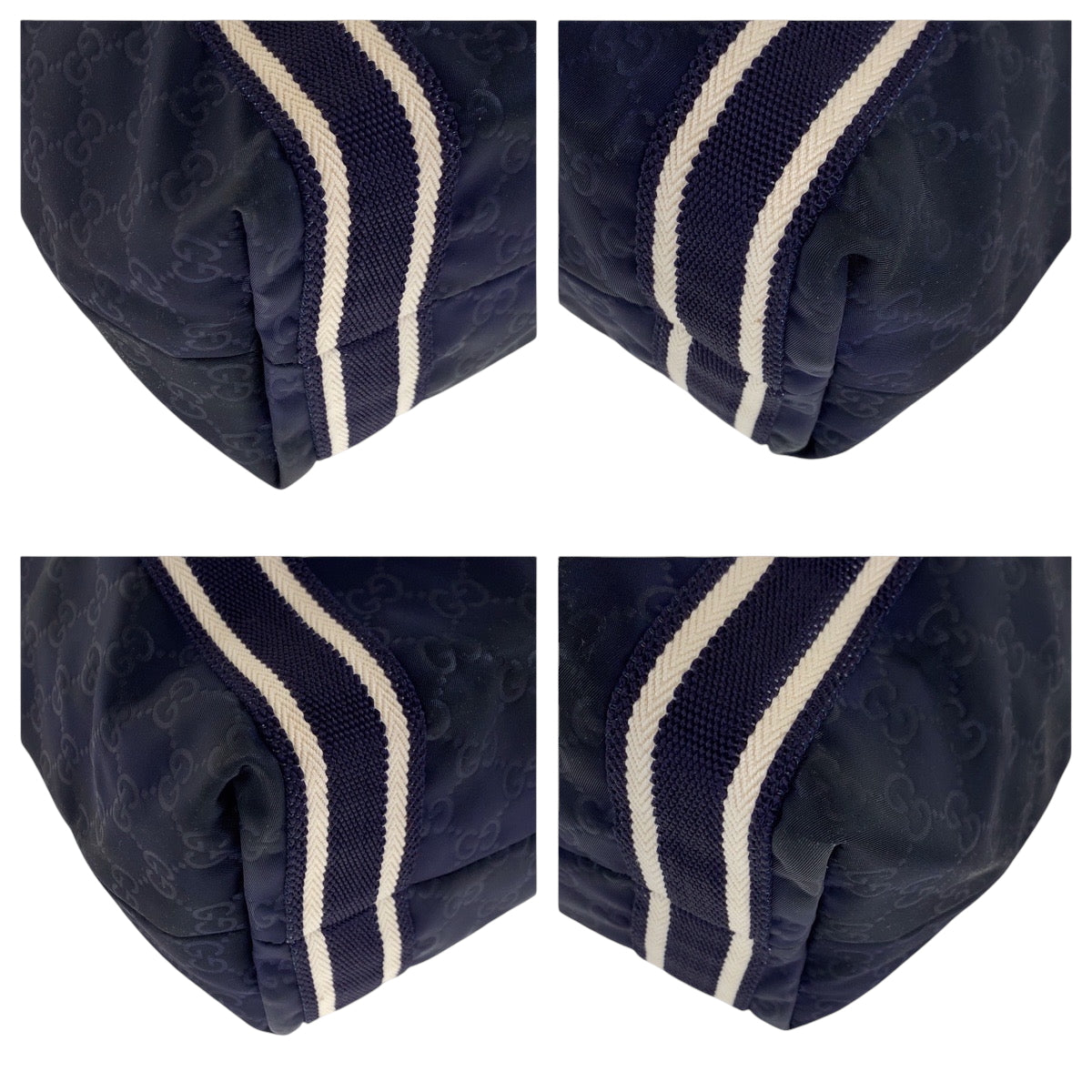 GUCCI Tote Bag 189669 Nylon Navy white brown Tote Bag handbag GG pattern Guccisima mens(Unisex) Used Authentic