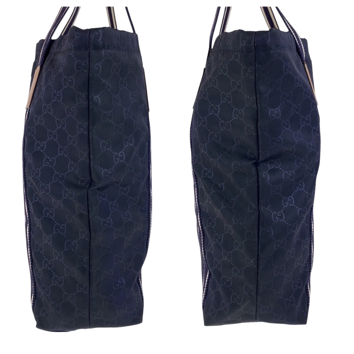 GUCCI Tote Bag 189669 Nylon Navy white brown Tote Bag handbag GG pattern Guccisima mens(Unisex) Used Authentic