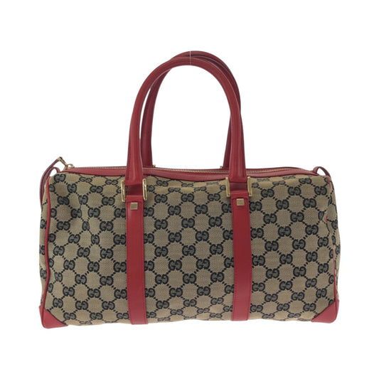 GUCCI Handbag 000 0846 GG canvas Beige Red Gold Metal Handbags Mini Boston Duffel bag Women Used Authentic