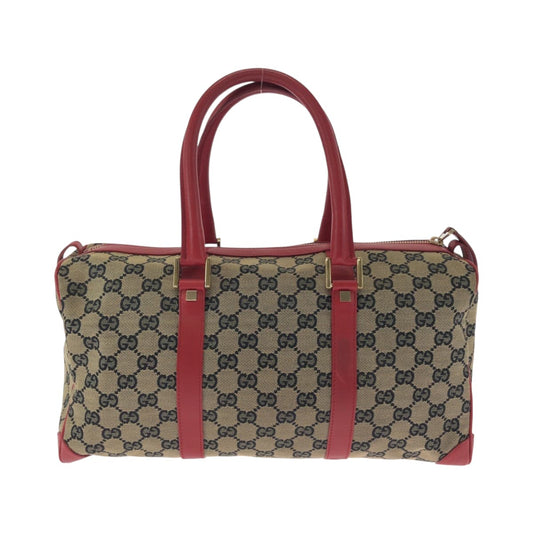 GUCCI Handbag 000 0846 GG canvas Beige Red Gold Metal Handbags Mini Boston Duffel bag Women Used Authentic