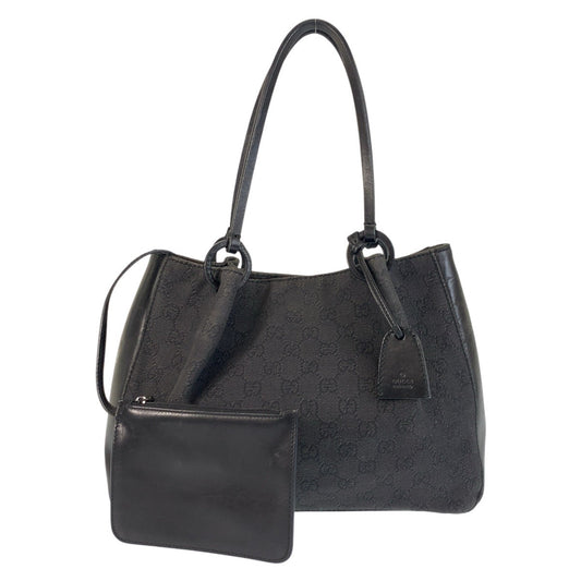 GUCCI Tote Bag 101919 GG canvas, leather Black black Tote Bag Shoulder Bag Women Used Authentic