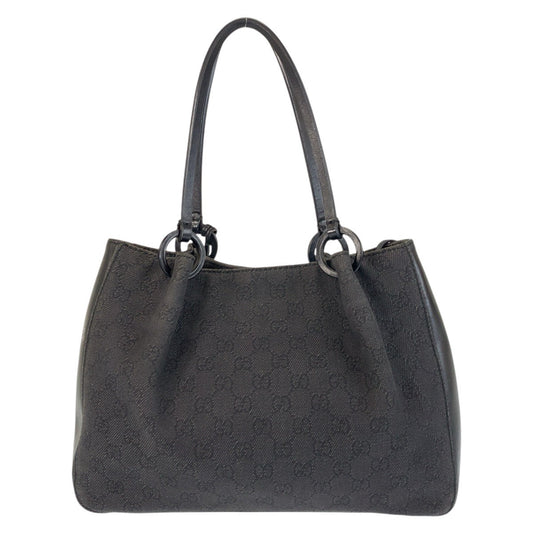 GUCCI Tote Bag 101919 GG canvas, leather Black black Tote Bag Shoulder Bag Women Used Authentic