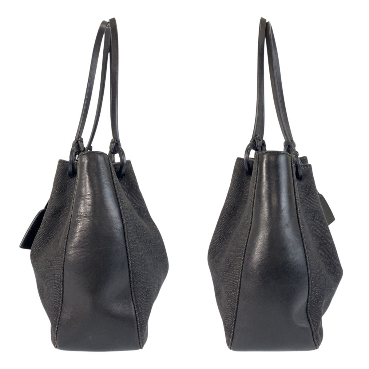 GUCCI Tote Bag 101919 GG canvas, leather Black black Tote Bag Shoulder Bag Women Used Authentic