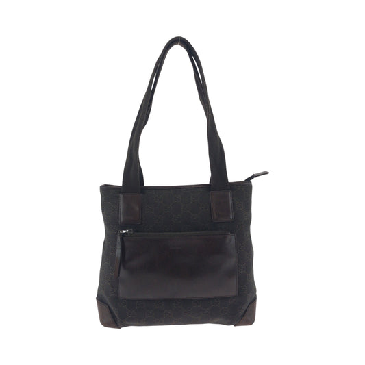 GUCCI Tote Bag 28893 GG canvas Brown Silver Metal Tote Bag handbag Women Used Authentic