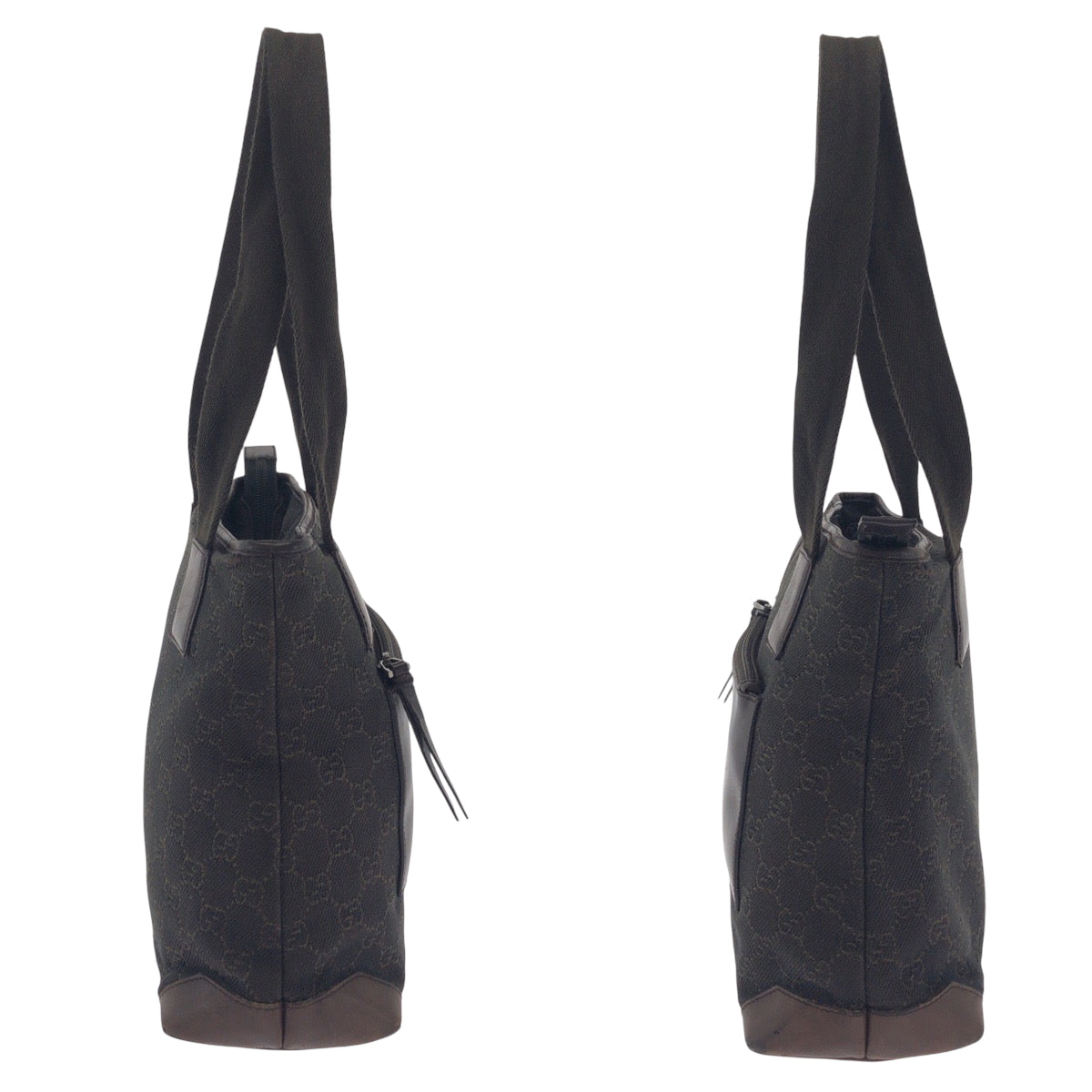 GUCCI Tote Bag 28893 GG canvas Brown Silver Metal Tote Bag handbag Women Used Authentic