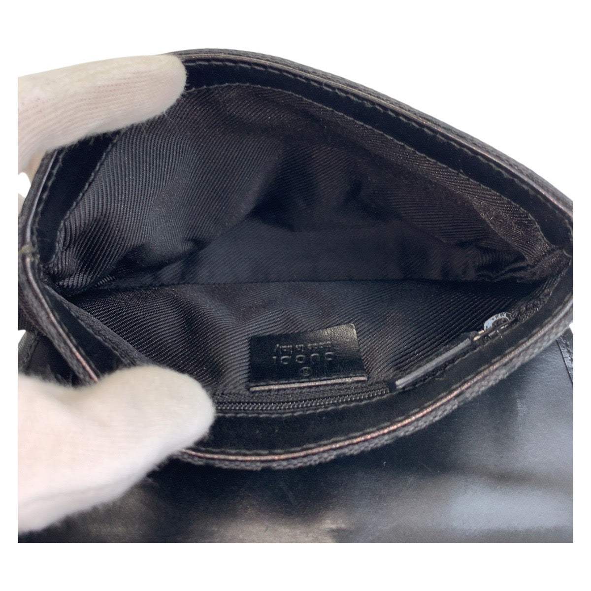 GUCCI Sling bag 92543 GG canvas Black SilverMetal Sling bag Bum bag Women Used Authentic