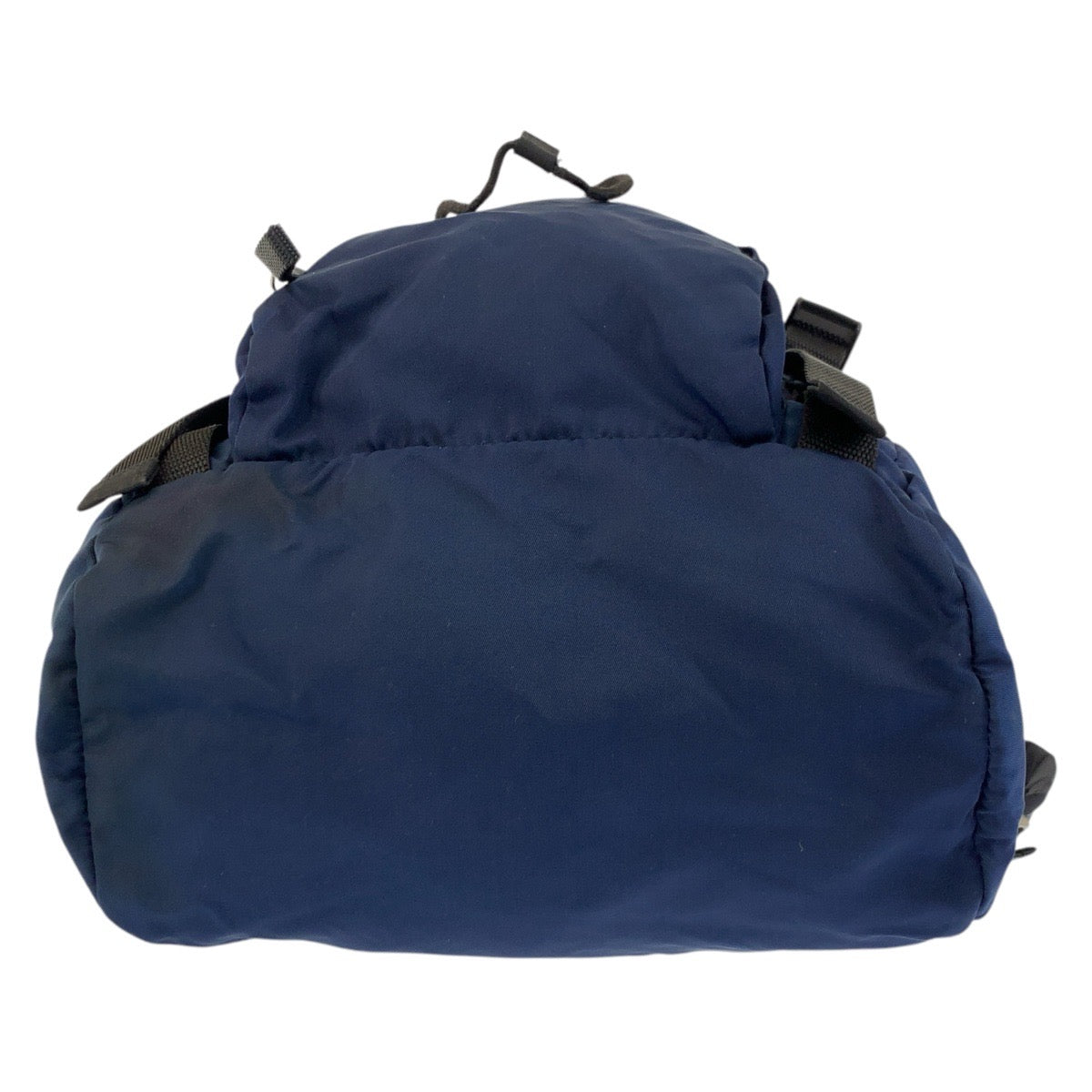 PRADA Backpack Nylon Navy SilverMetal Backpack Backpack Test Triangle With logo Women Used Authentic