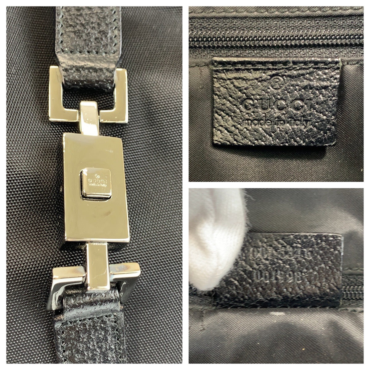GUCCI Shoulder Bag 001 3346 Nylon, Leather Black black Hobo Shoulder Bag Jackie Women Used Authentic