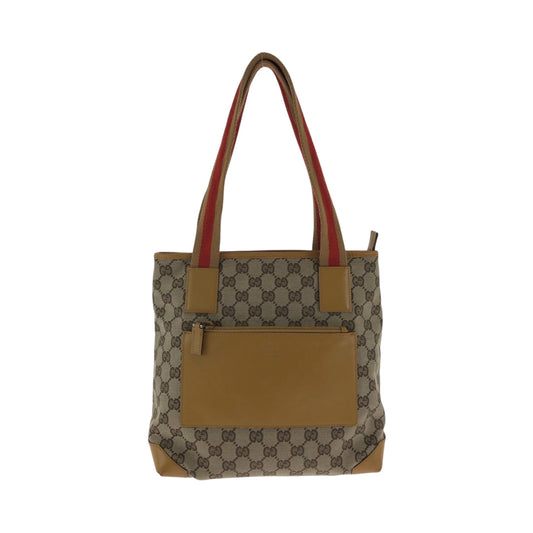 GUCCI Handbag 019 0402 GG canvas Beige Camel Orange SilverMetal Handbag Tote Bag Women Used Authentic