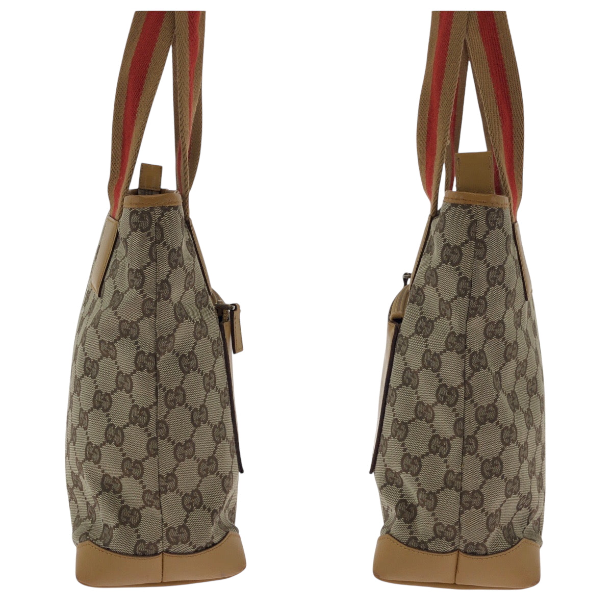 GUCCI Handbag 019 0402 GG canvas Beige Camel Orange SilverMetal Handbag Tote Bag Women Used Authentic