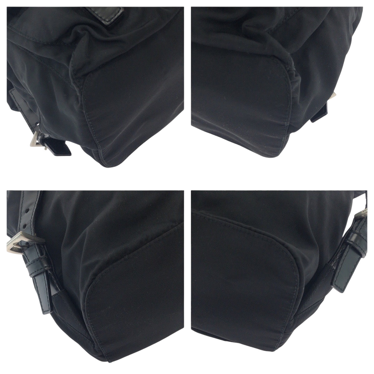 PRADA Backpack B6677 Nylon Black SilverMetal Backpack Backpack Test Triangle With logo Women Used Authentic