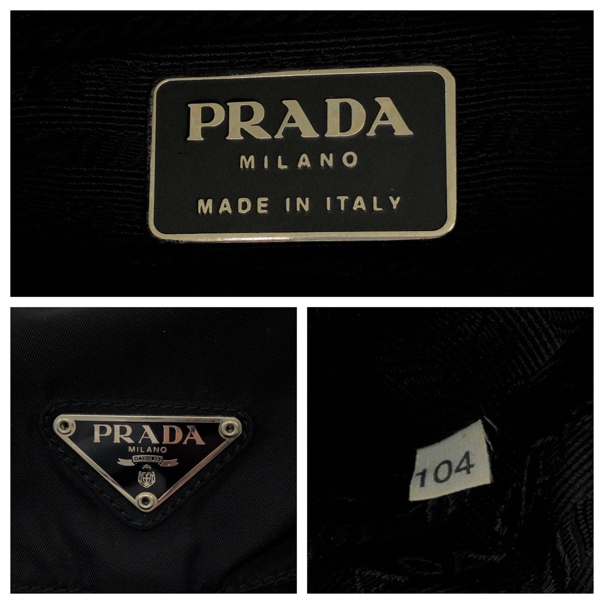 PRADA Backpack B6677 Nylon Black SilverMetal Backpack Backpack Test Triangle With logo Women Used Authentic