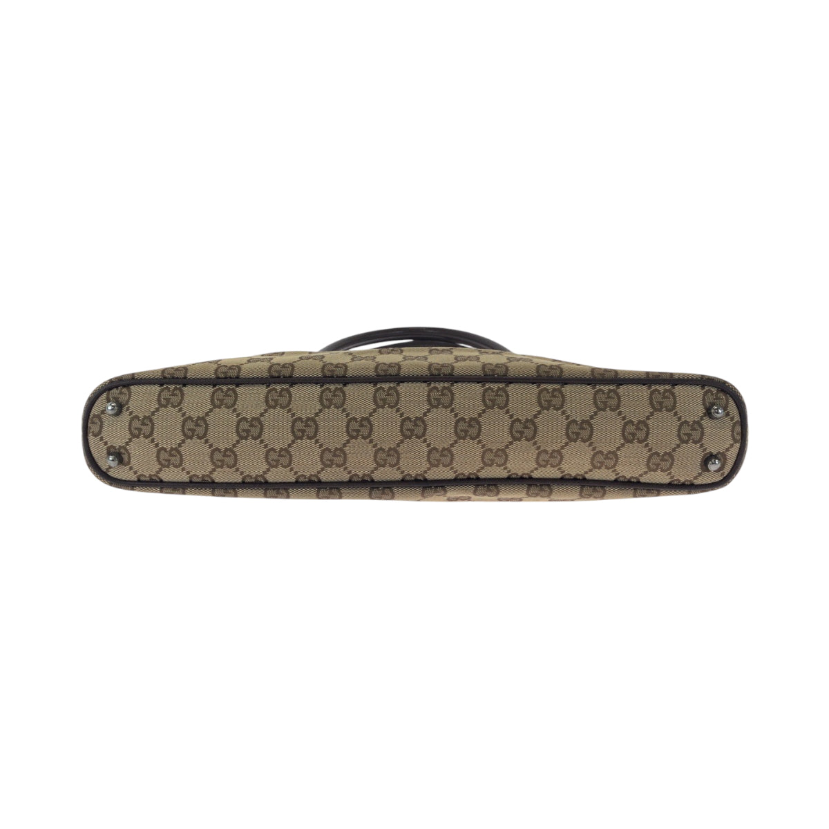 GUCCI Tote Bag 113015 GG canvas Beige Dark Brown SilverMetal Tote Bag handbag Women Used Authentic