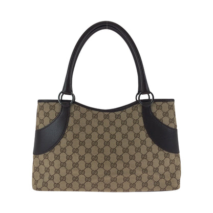 GUCCI Tote Bag 113015 GG canvas Beige Dark Brown SilverMetal Tote Bag handbag Women Used Authentic
