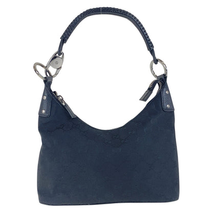 GUCCI Shoulder Bag 115002 GG canvas, leather Black SilverMetal Hobo Shoulder Bag Women Used Authentic