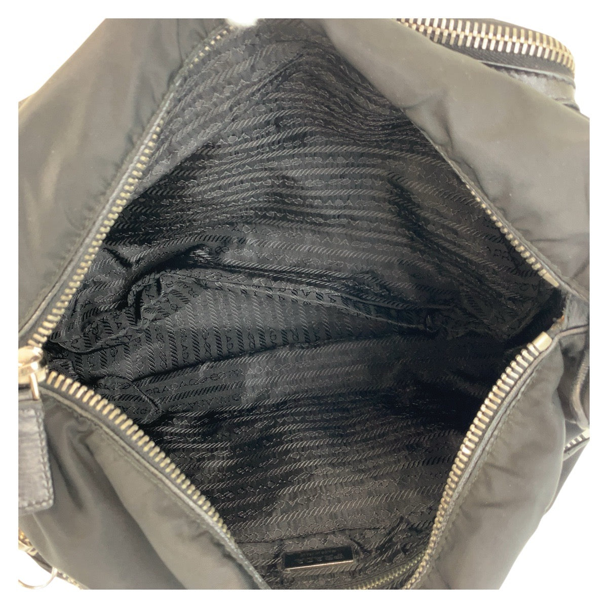 PRADA Shoulder Bag Nylon Black SilverMetal Test Triangle With logo