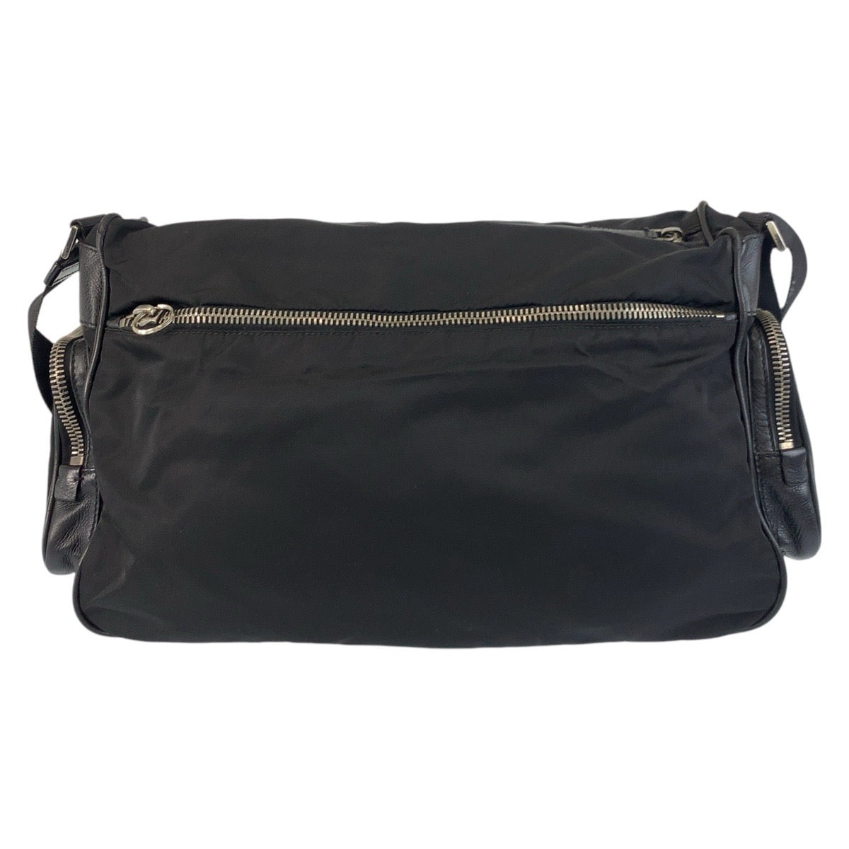PRADA Shoulder Bag Nylon Black SilverMetal Test Triangle With logo