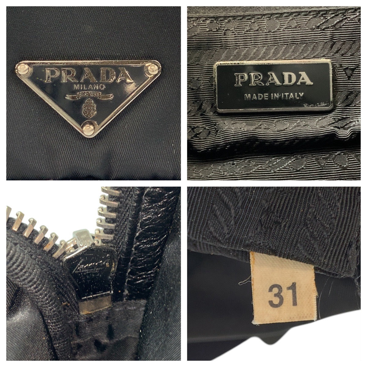 PRADA Shoulder Bag Nylon Black SilverMetal Test Triangle With logo